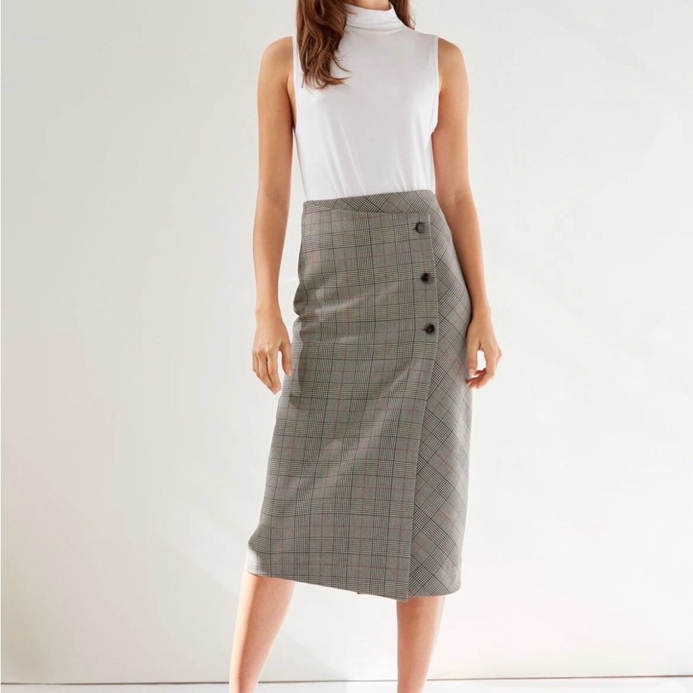 Aritzia Babaton Billy Houndstooth Midi Skirt